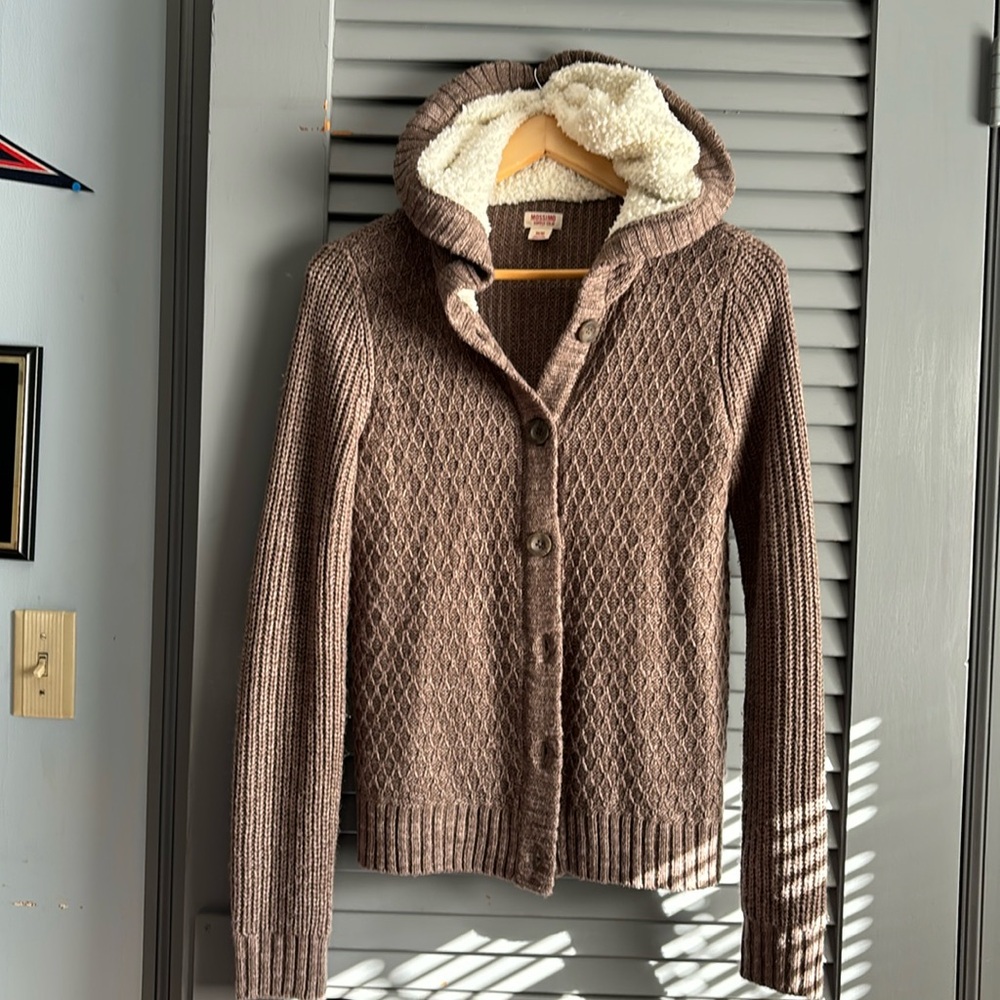Cropped Sherpa Hooded Cardigan